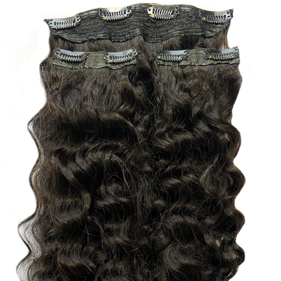 3 Piece Clip Set  HairOriginals Natural Black 18 Inch Curly