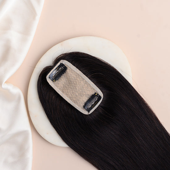 Small Scalp Topper - Pure Silk Base & 100% Human Hair  HairOriginals 4*2 Natural Black 20 Inch