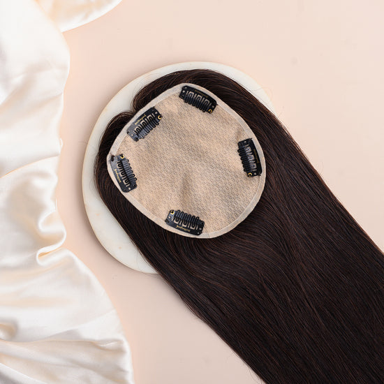 Small Scalp Topper - Pure Silk Base & 100% Human Hair  HairOriginals 5*5 Natural Brown 20 Inch