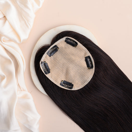Small Scalp Topper - Pure Silk Base & 100% Human Hair  HairOriginals 5*5 Natural Black 16 Inch