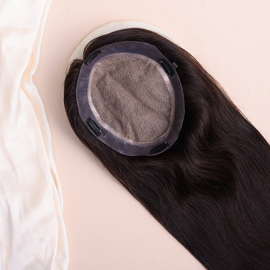 Big Scalp Topper - Pure Silk Base & 100% Human Hair  HairOriginals 8*6 Natural Brown 16 Inch