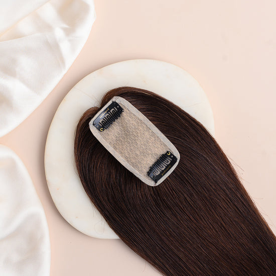 Small Scalp Topper - Pure Silk Base & 100% Human Hair  HairOriginals 4*2 Natural Brown 16 Inch