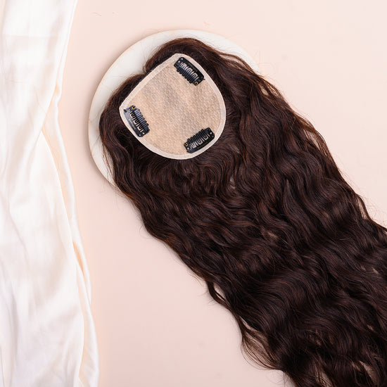 Wavy Topper - Pure Silk Base & 100% Human Hair  HairOriginals 16 Inch 4*4 Natural Black