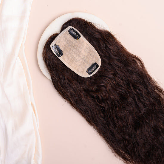 Wavy Topper - Pure Silk Base & 100% Human Hair  HairOriginals 16 Inch 5*3 Natural Brown