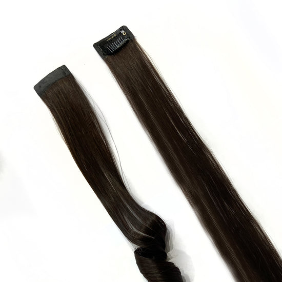 One Clip Extension  HairOriginals Natural Brown Wavy 10 Inch