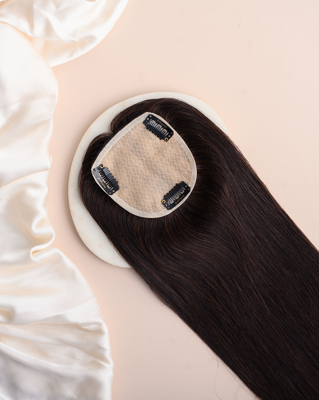 Small Scalp Topper - Pure Silk Base & 100% Human Hair  HairOriginals 4*4 Natural Brown 16 Inch