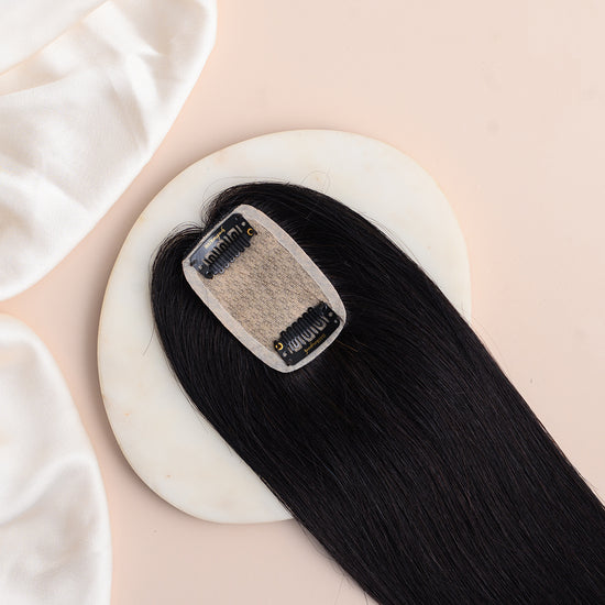 Small Scalp Topper - Pure Silk Base & 100% Human Hair  HairOriginals 3*2 Natural Black 22 Inch