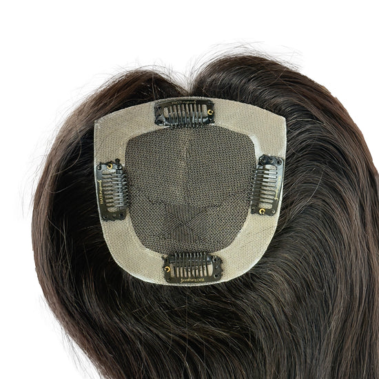 Lace Topper Hair Extensions | Backcombed Hair Topper- Crown Area For Hair Thinning Hair Extensions HairOriginals 4*4 16 - 18 Natural Black