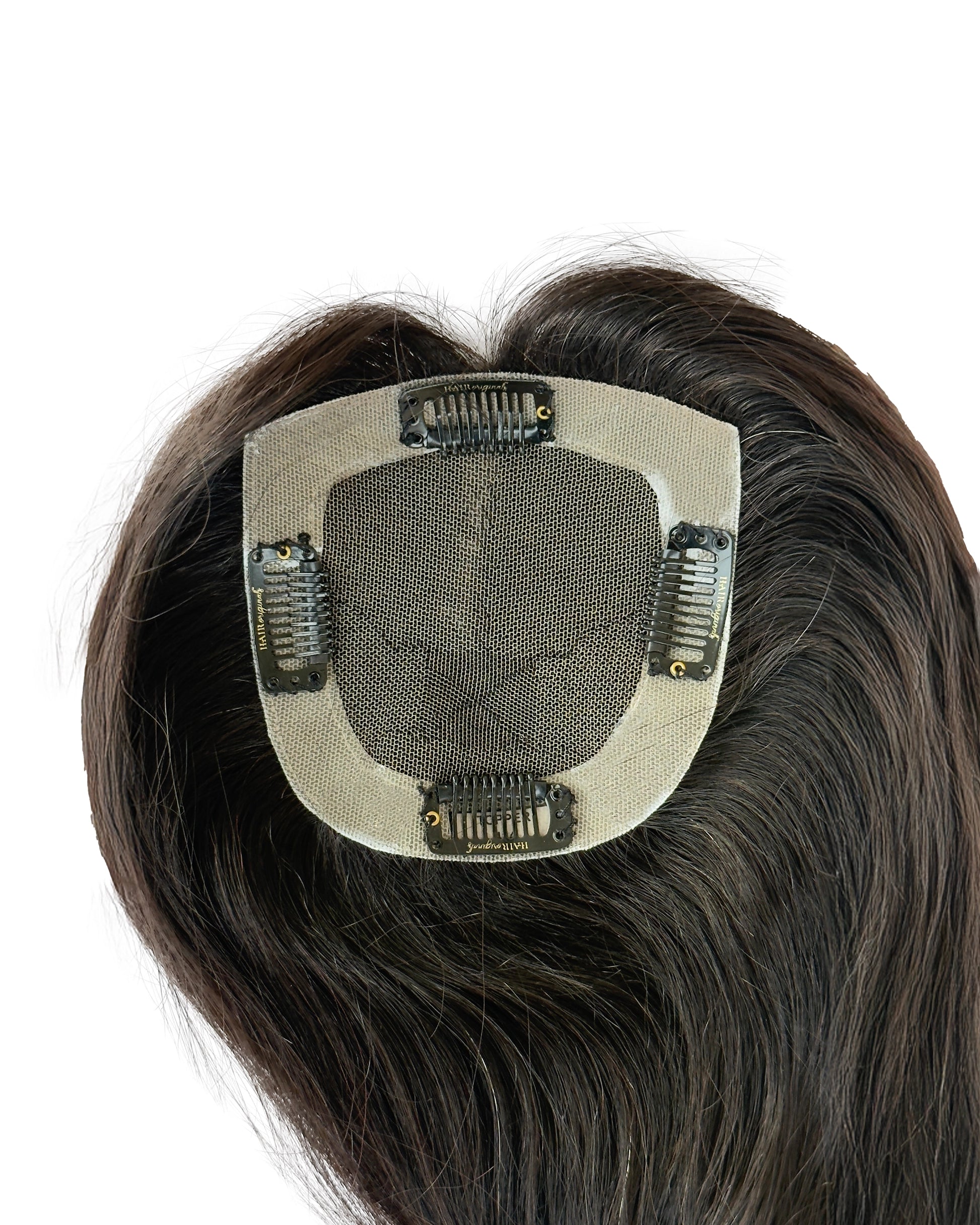 Lace Topper Hair Extensions | Backcombed Hair Topper- Crown Area For Hair Thinning Hair Extensions HairOriginals 4*4 16 - 18 Natural Black
