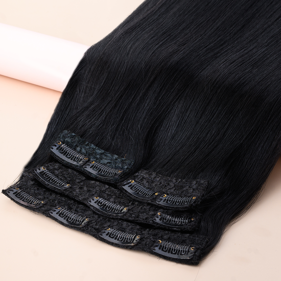 Classic 4 Piece Set | Clip-in Hair Extensions for Women HairOriginals 16 Inch Natural Wavy Natural Black